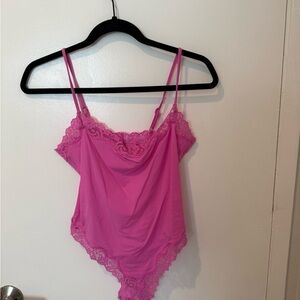 SKIMs Pink Lace Trim Bodysuit